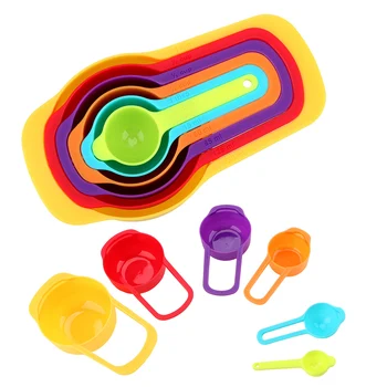

Kitchen Measuring Spoons Measuring Cup Colorful Plastic Measure Spoon Kitchen Baking Tools Useful Sugar Cake Baking Cup 6pcs/Set