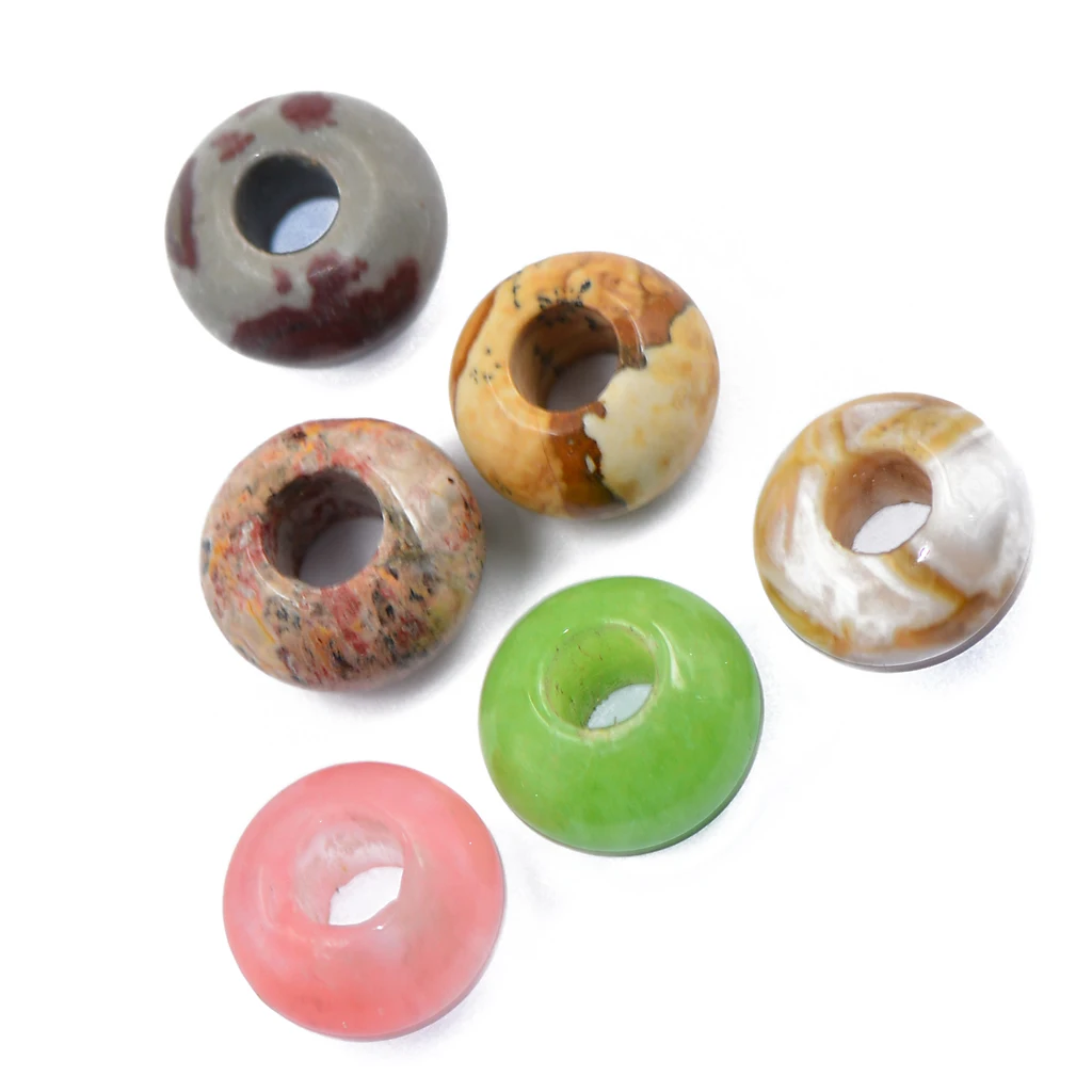 6 шт драгоценных камней большое отверстие Rondelle Свободные Бусины Подходят Шарм