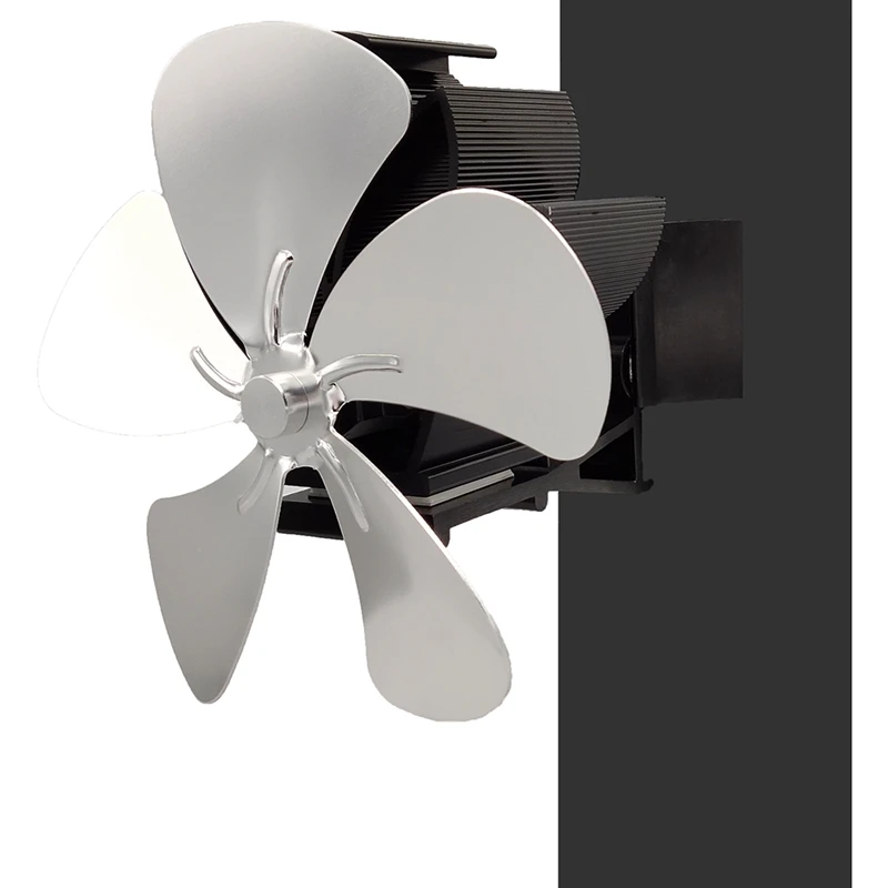Clamp Wood Stove Fan 5-Blade- Heat Powered Log Burner Increases 80% More Warm Air Than 2 Blade Eco-Friendly with Stove Thermome