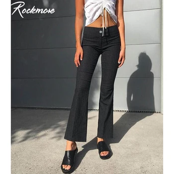 

Rockmore Striped Korean Wide Leg Pants Women Plus Size Office Lady Streetwear Straight Pants Ladies High Waist Blazers Trousers
