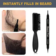 2pcs Beard Care Kit Two-headed Two-in-one Beard Pen Bifurcated Four-headed Beard Filling Pen And Beard Brush Tool Kit