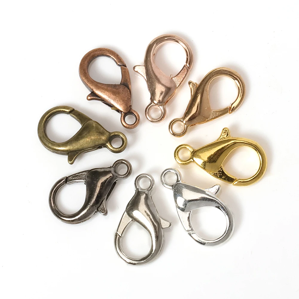 100pcs Lobster Clasps for Bracelets Necklaces DIY Hooks Chain Closure Accessories for Jewelry Making Findings Wholesale