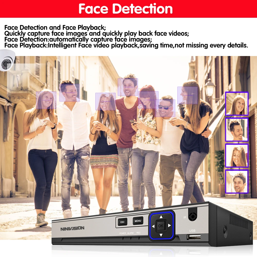 8MP Ultra HD PoE NVR Sistema di Sicurezza 8CH Audio Video NVR con 2TB HDD 5MP Impermeabile Esterna