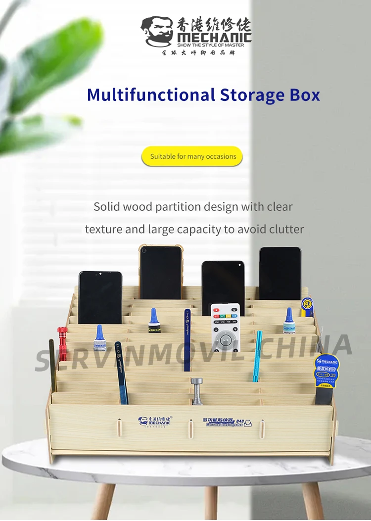 tool chest for sale B48 Mutifunctional Wooden Storage Box Trapezoid Bottom Intaglio Design Desktop Phone Repair  Parts Organizer garden tool bag