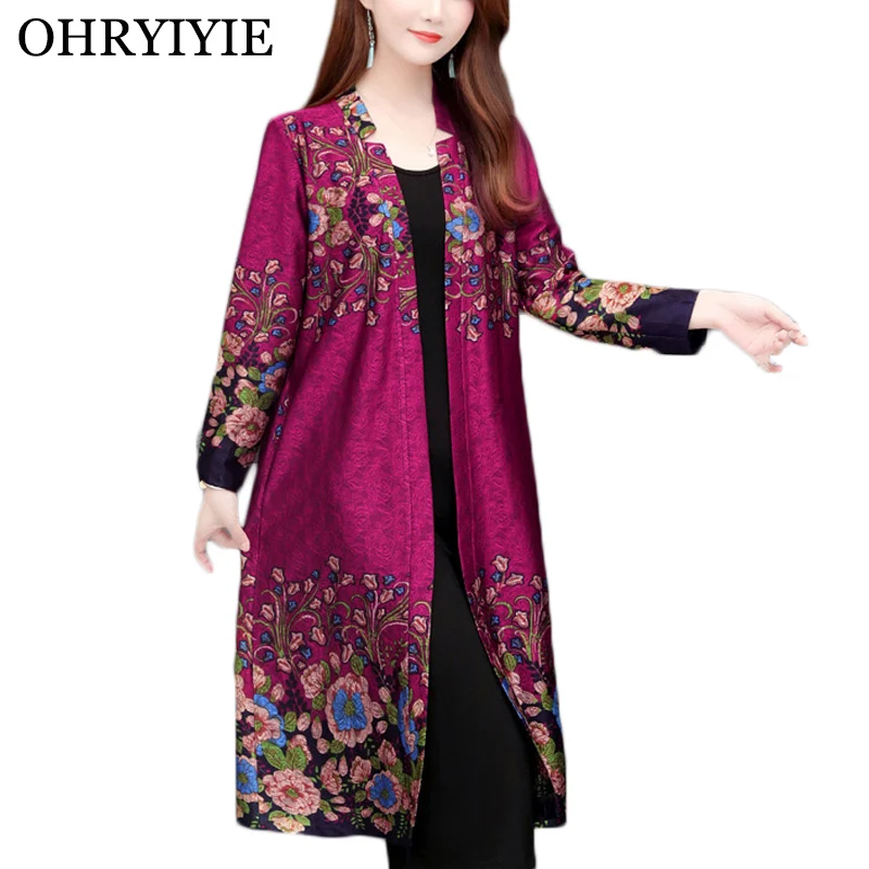 

OHRYIYIE Plus Size 5XL Embroidery Women Cardigan Sweater 2019 Autumn Winter Vintage Floral Print Knit Sweater Female Thick Coat