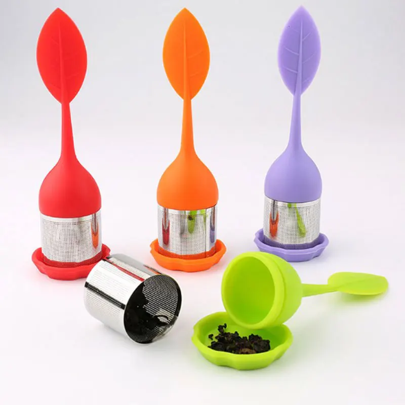 New Silicone Leaf Tea Ball Tea Bag Filter Stainless Steel Tea Infuser