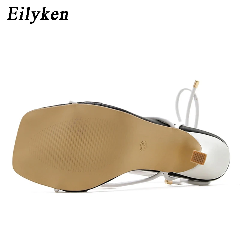 Women Lace Up Sandals Square Toe Thin Heel Cross Tied Party Shoes High Heel 9CM Size 35-42 women high heels platform high heels sandals