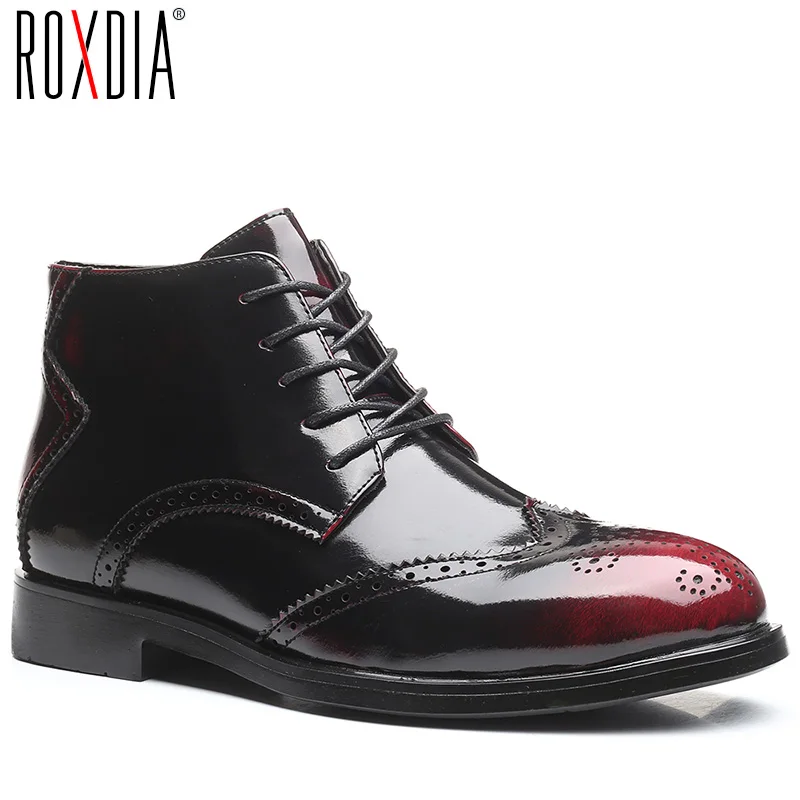 ROXDIA brand plus size 39-48 PU leather men boots autumn formal work shoes male lace up man ankle boots British style RXM147