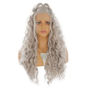 

Charisma Silver Gray Water Wave Synthetic Lace Front Wigs for Women Free Part Heat Resistant Natural Hairline Synthetic Lace Wig