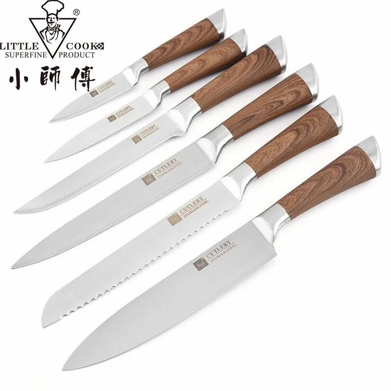 Little Cook 6piece Handmade Japanese Kitchen Knives Set Sharp Fixed