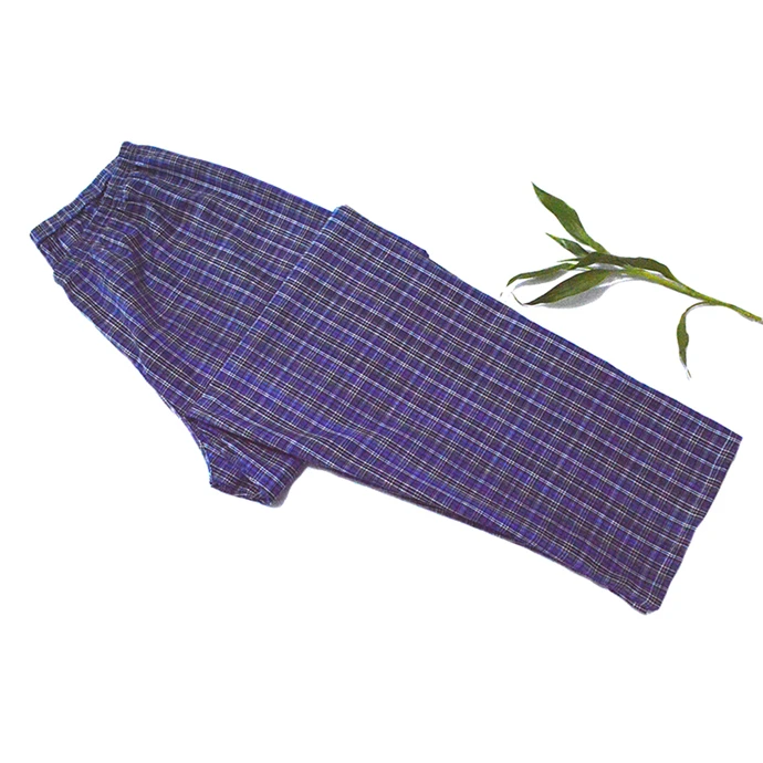 Men's Fancy Plaid Cotton Sleepwear Trousers Purple Display