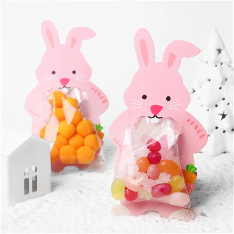 10pcs/lot Animal Cute Gift Bags Candy Bags Baby Shower Birthday Party Cookie Bags Bear Candy Box Greeting Cards Popular Rabbit