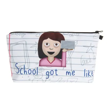 

Female 3D Printing School Got Me Like Makeup Bags Girls Cosmetic Bag Fashion Women Brand Travel Organizer Pen Storage Pouch