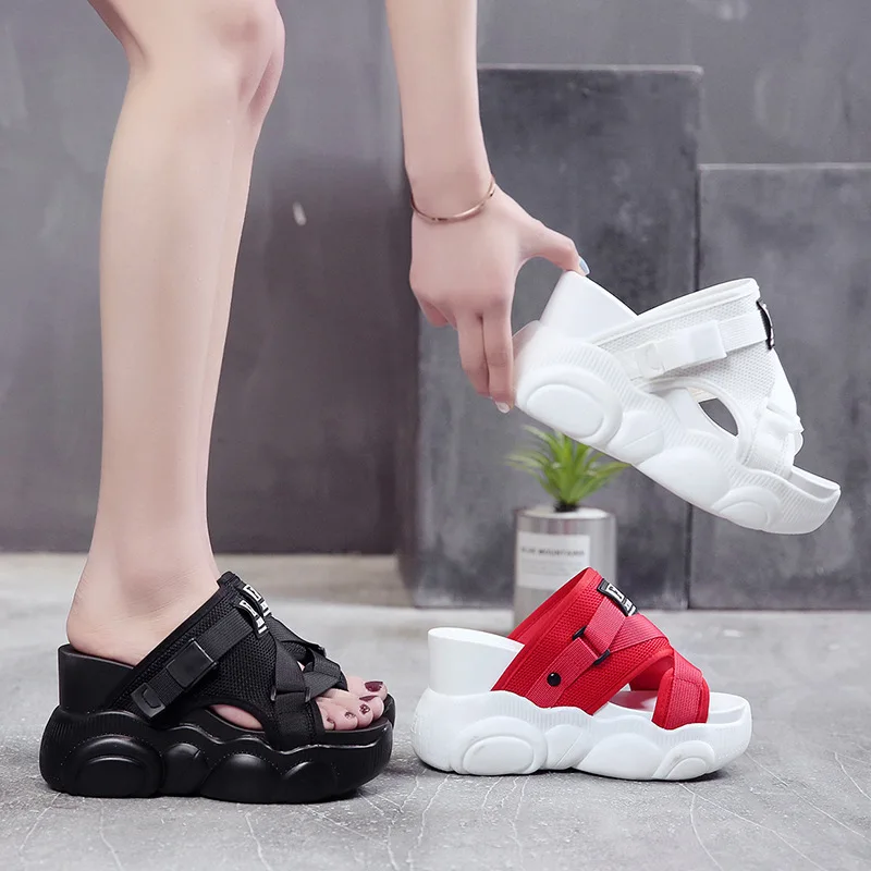 

Outer Wear Lazy Slipper Women's 2019 Summer New Style Online Celebrity Versitile Fashion Platform Thick Bottomed INS High-Heel S