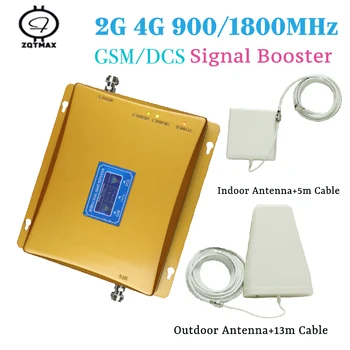 

ZQTMAX 2G 4G Cellular Signal Amplifier GSM DCS Repeater LTE Data Booster 900 1800 Repetidor with antenna accessories