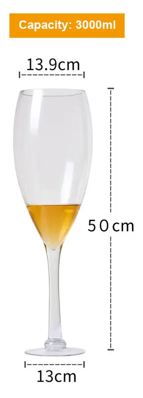 50cm 3000ml Креативный супер большой бокал для шампанского Hanap бокал для красного вина Ktv большая емкость Бессвинцовая Хрустальная пивная кружка стакан для питья es - Цвет: 50cm 3000ml