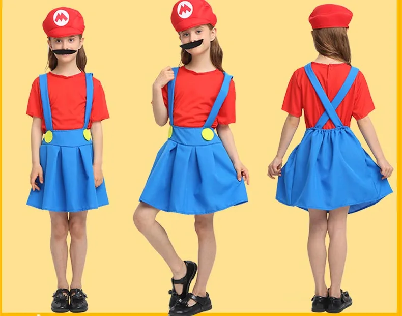 Взрослый Хэллоуин Супер Марио Детский костюм косплей семья Funy Luigi Bros сантехник Пурим костюм нарядное платье Рождественские Вечерние