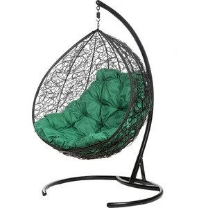 Двойное подвесное кресло BiGarden Gemini black зеленая подушка | Мебель