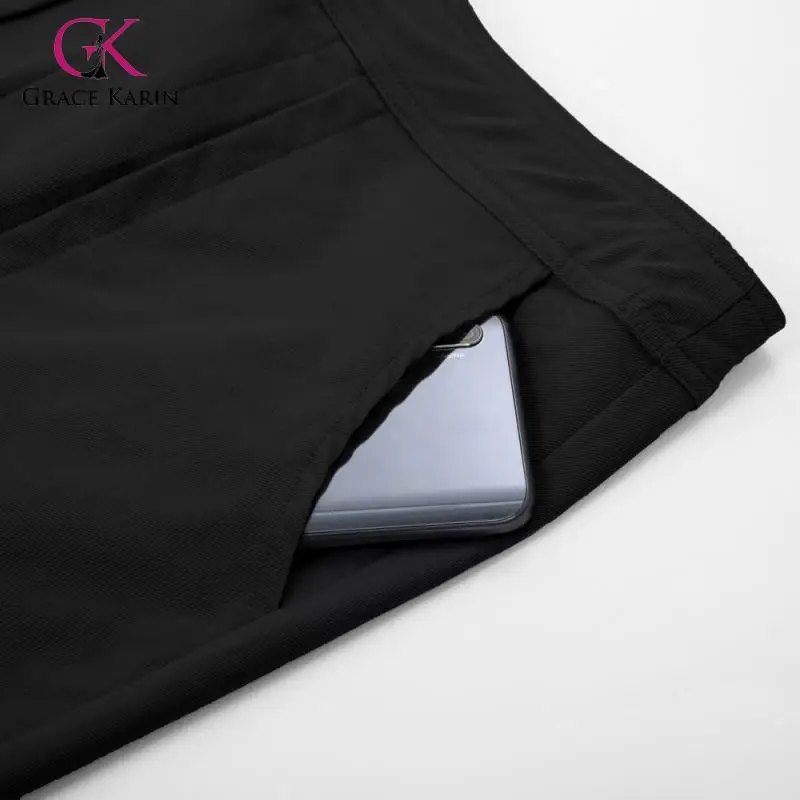 Grace Karin Модные женские шорты с высокой талией, короткие штаны, прямые штаны с карманами, шорты на молнии, Женские однотонные шорты