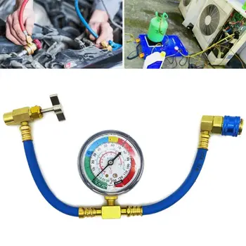 

R134A Air Conditioner Fluoride Tube Quick Release Refrigerant Connector Cold Pressure Gauge Repair Tool Car Home Use
