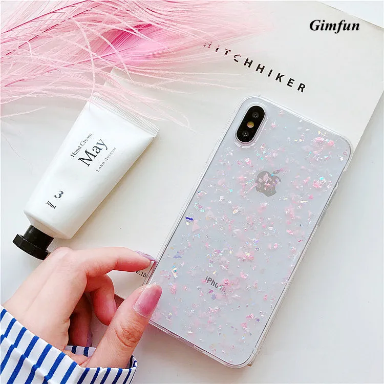 Прозрачный блестящий чехол для телефона Gimfun с блестками Iphone 11 Pro Max X Xr Xsmas 6s 7 8 Plus