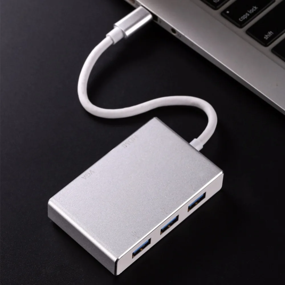 5 в 1 кабель-Переходник USB C на HDMI 2K 1080P VGA адаптер Thunderbolt 3 Порты и разъёмы концентратор совместим с USB 3,0 конвертер для Macbook для samsung для huawei