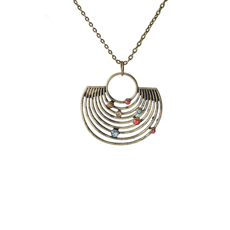 70cm Sweater chain Сплав стеклянные бусины планета кристалл длинный медный свитер цепь кулон ожерелье серьги браслет Элегантные Ювелирные наборы для женщин Подарки - Окраска металла: 70cm Sweater chain