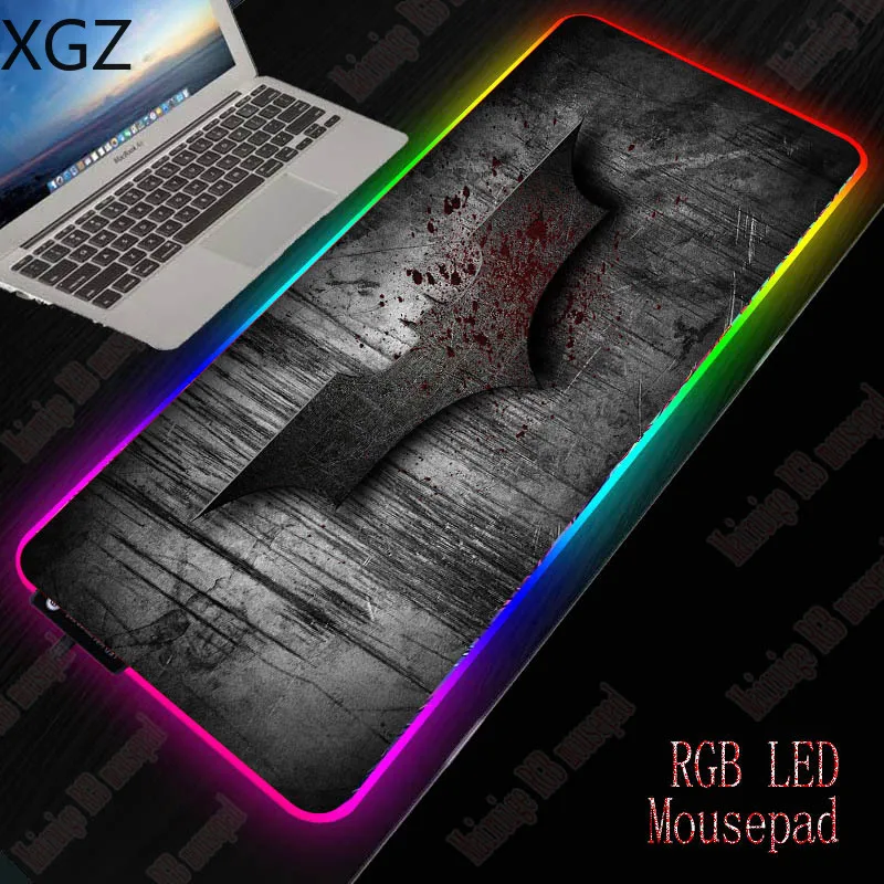 Большой игровой Нескользящий Резиновый коврик для мыши XGZ с логотипом Бэтмена RGB