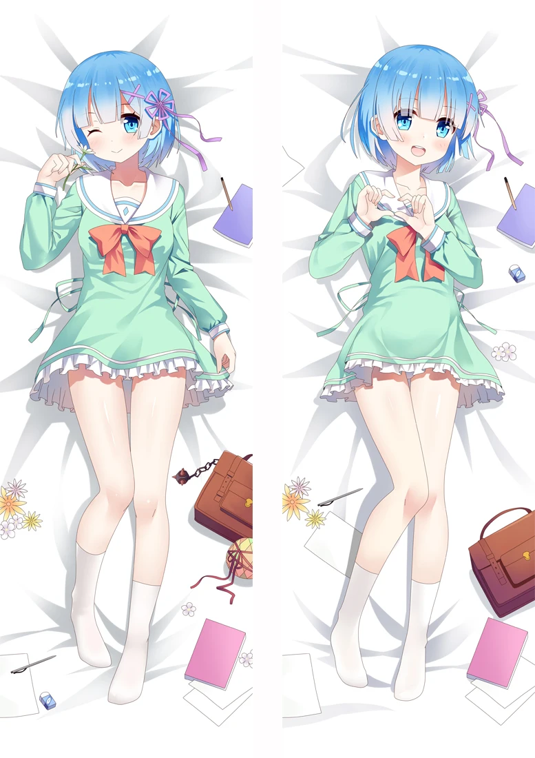 Kawaii горничной Rem 50x160 Подушка Чехол Косплэй дакимакура с Waifu облегающее боди