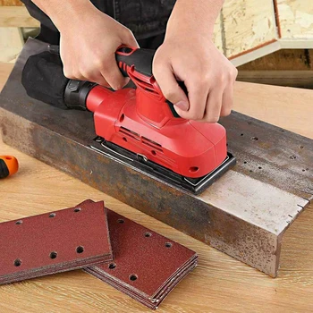 

10pcs Hook/Loop 1/3 Sanding Sheet Sander Sandpaper Pads Mixed Grit 40-120 Professional Tool For Commercial Or Occasional Use