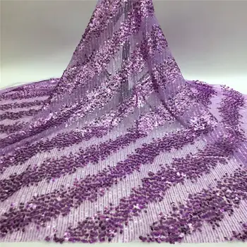 

Latest Onion Color Sequins French Lace Nigerian Lace Fabric African Mesh With Sequined Fabric For Wedding Dress SL14