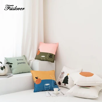 

FSISLOVER Ins Style 18“Cushion Cover 100% Polyester Soft Plush Home Decor Square Pillow Cover Fine Work Print 45x45cm