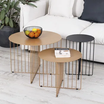 

Nordic Iron round combination Tea Table simple sofa side table creative ins small table corner table