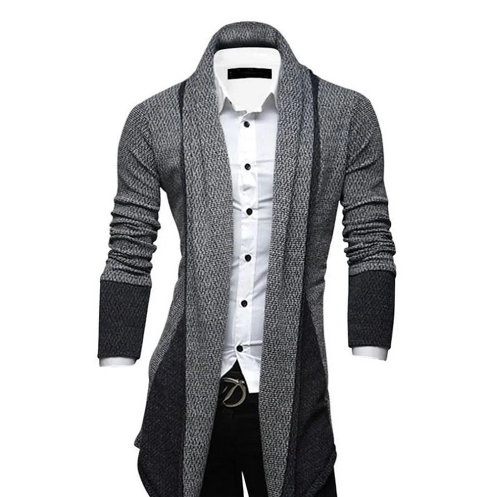 Nuevo suéter de hombre delgado de manga larga de punto Cardigan Trench Coat chaquetas de negocios superior DO99