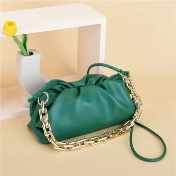 

chains Ruffled cloud bag new 2020 female pu leather shoulder cross-body soft dumpling dinner crossbody bags