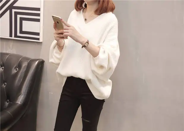 Пуловер, Blusas De Inverno Feminina, хлопок, половина 9307-8822, настоящая фотография, новинка, однотонный, v-образный вырез, летучая мышь, трикотаж, 52-1f, 5 рядов, 4 полки
