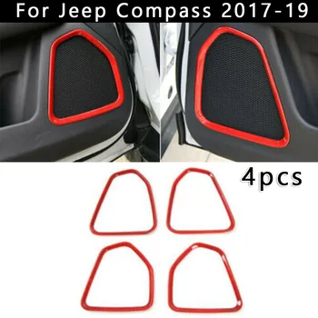

4Pieces Car Interior Door Speaker Decor Ring Frame Trim Cover Stylish For Jeep Compass 2017-2019 Car-Styling