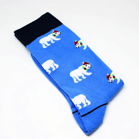Мужские модные счастливые рождественские носки забавный мультфильм Рождественский полярный медведь бойцовские собаки с рисунком рождественского оленя мужские носки счастливые носки - Цвет: 5