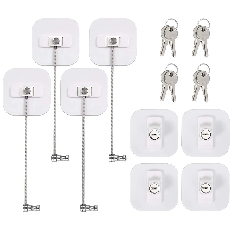 

4Pcs Refrigerator Door Lock Kit Freezer Door Locks Drawer Cabinet Locks with 8 Keys 304 Stainless Steel Lock Child Mini Door Loc