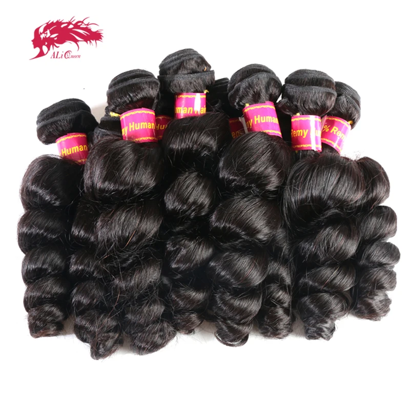 

Ali Queen Hair Brazilian Loose Wave Human Hair Bundle 10Pcs Lot Natural Color 12-30inches Hair Weaving Extensions Remy Hair
