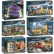 MOC sihirli kale gökyüzü büyük Legoinglys salonu Quidditch maç Express Buckbeak kurtarma Hedwig yapı taşları tuğla oyuncaklar