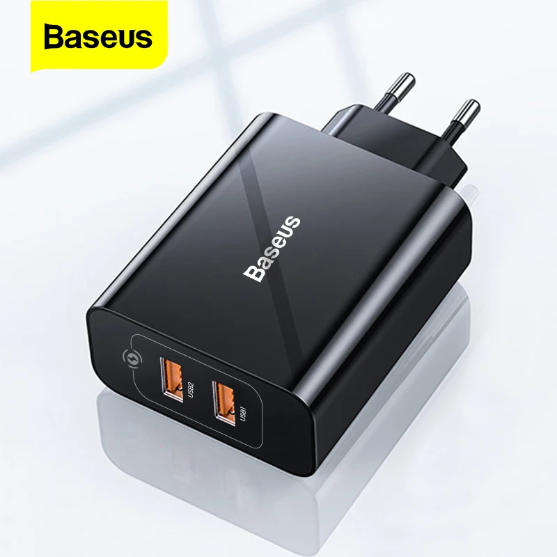 Baseus 18W Dual USB Charger Quick Charge QC PD 3.0 Type C Fast Charging For iPhone Xiaomi QC3.0 USB C Wall Mobile Phone Charger