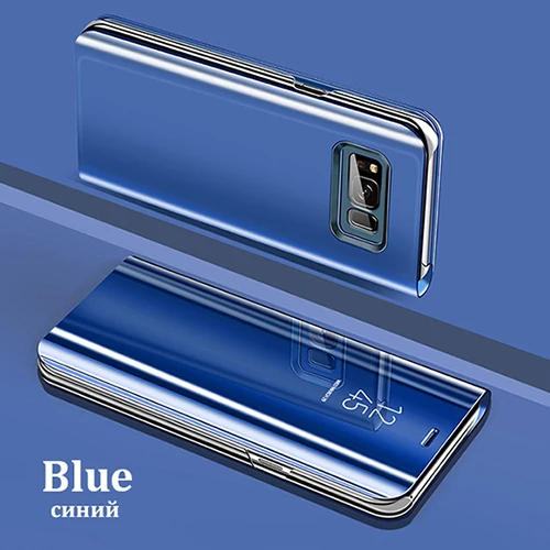 Умный зеркальный чехол для телефона для samsung Galaxy Note 10 A50 S8 A10 A20 A30 A70 A80 J4 J6 J8 плюс J3 J5 J7 A3 A5 A7 A6 A8 крышка - Цвет: Blue