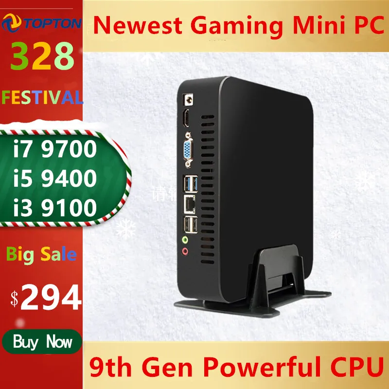 2020 TOPTON игровой Мини ПК i7 9700 i5 9400 i3 9100 Windows 10 Настольный компьютер linux intel Nettop barebone HTPC