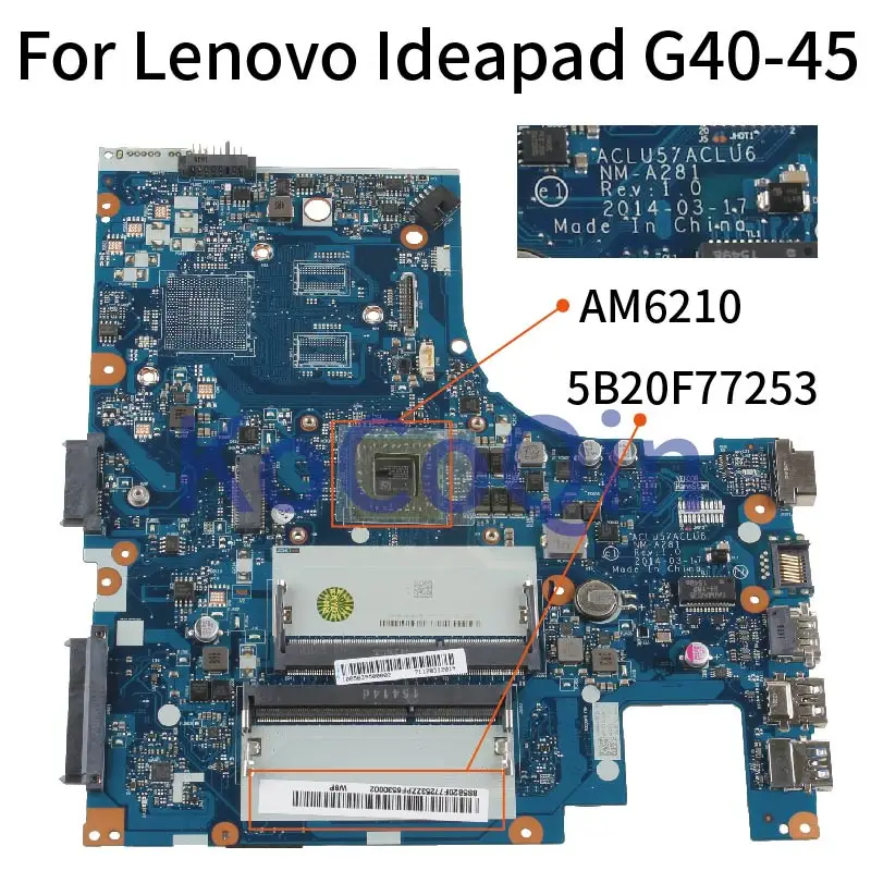 KoCoQin материнская плата для ноутбука Lenovo Ideapad G40 45 Core A4 14 дюймов ACLU5/ACLU6 NM A281 5B20F77253