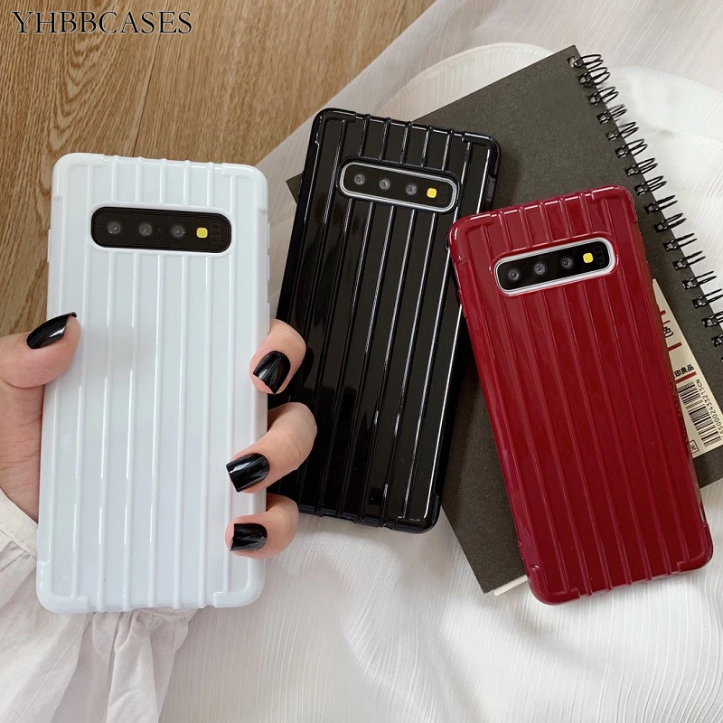 YHBBCASES Модный 3D Stria багажный Дизайн Мягкий чехол для Samsung Galaxy S10 Plus S8 S9