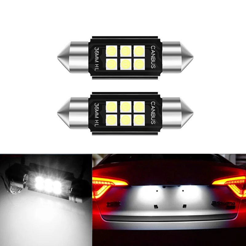 2x Автомобильные светодиодные лампы 36 мм C5W 3030 SMD 12 В Освещение номерного знака для