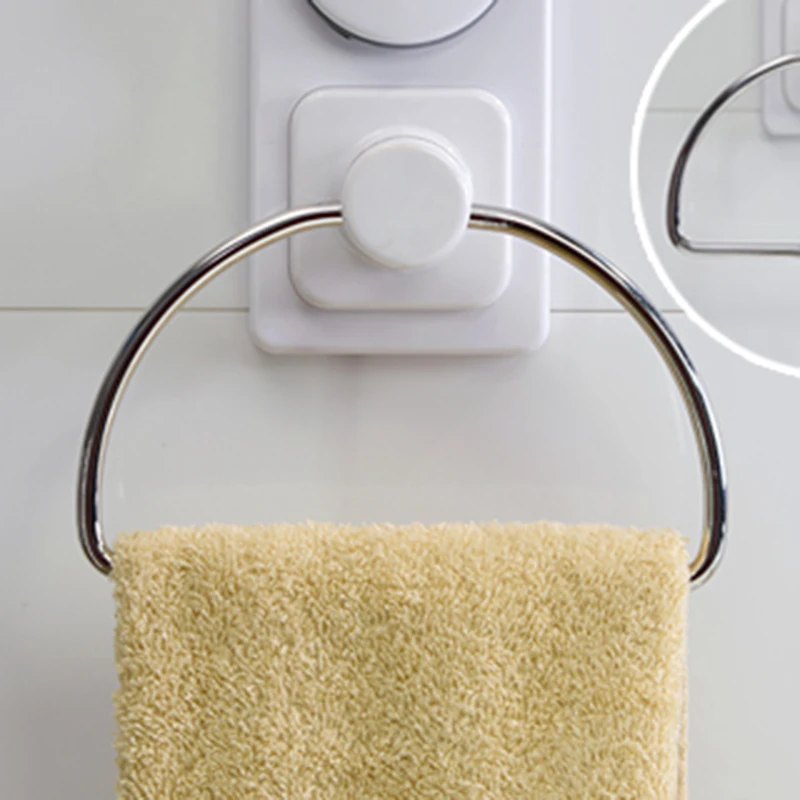 Bathroom Super Strong Vacuum Suction Cup Stainless Steel Towel Ring Bath Accessories High-Class Towel Bar