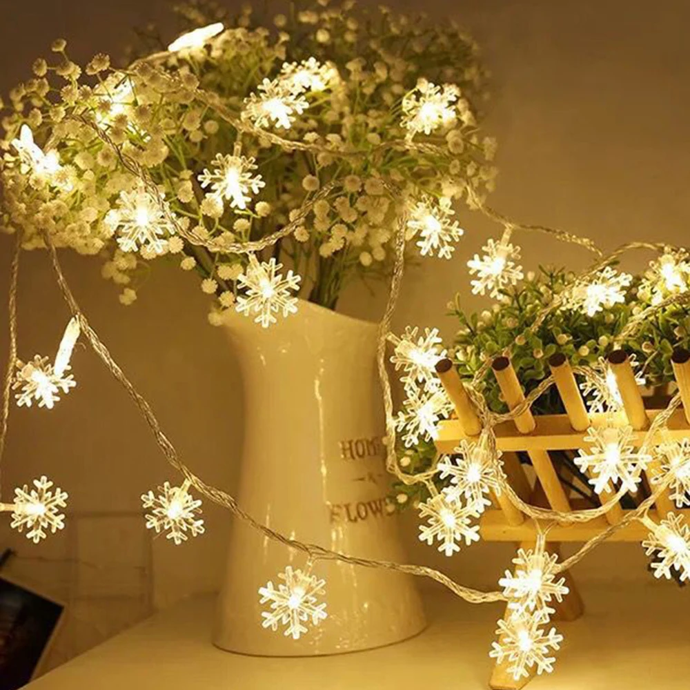 

USB 20 LED Lighting Ornaments Snowflakes Led String Fairy Light Party Home Garden Wedding Light decor