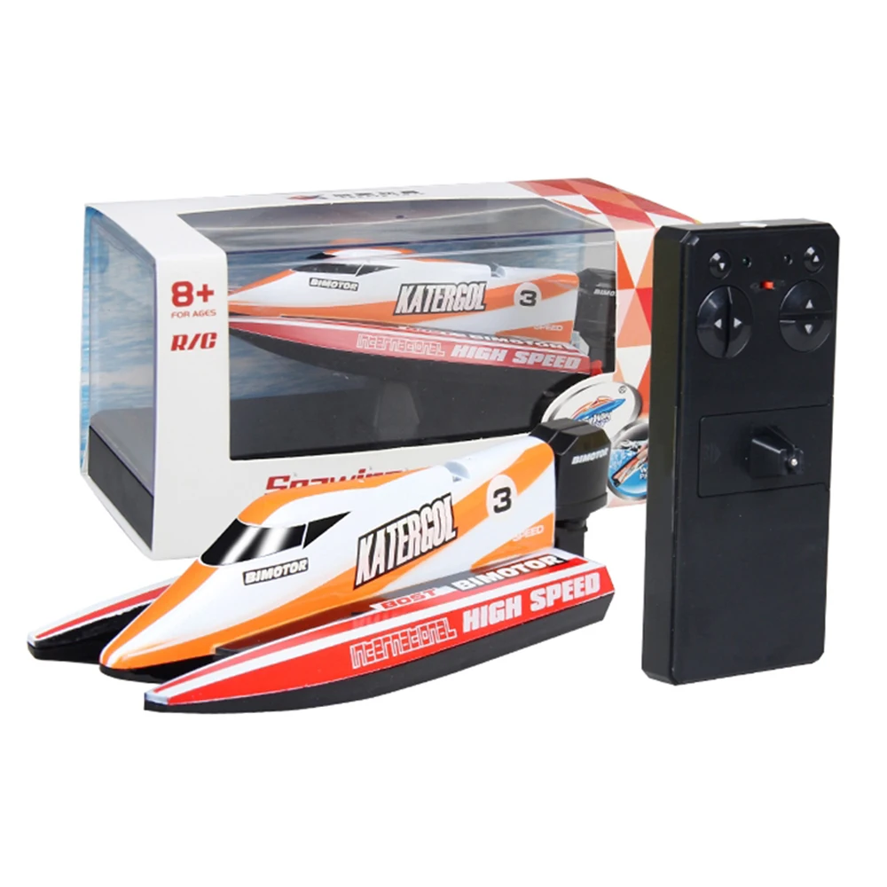 Orange Color Горячая Распродажа лодки с дистанционным управлением 2,4G RC гоночные лодки 4CH высокоскоростные RC игрушки Recharagable батарея сюрприз для детей Подарки - Цвет: Orange Color
